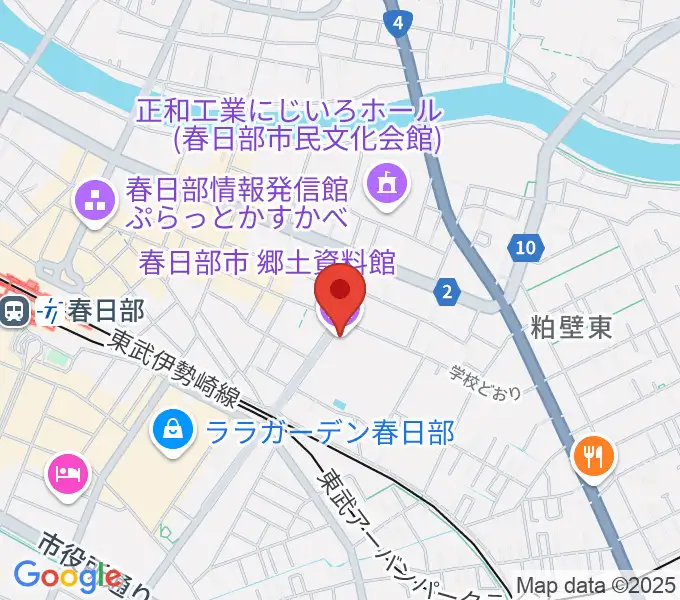 春日部市郷土資料館の地図