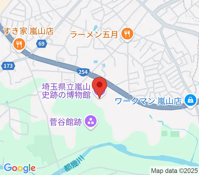 埼玉県立嵐山史跡の博物館の地図