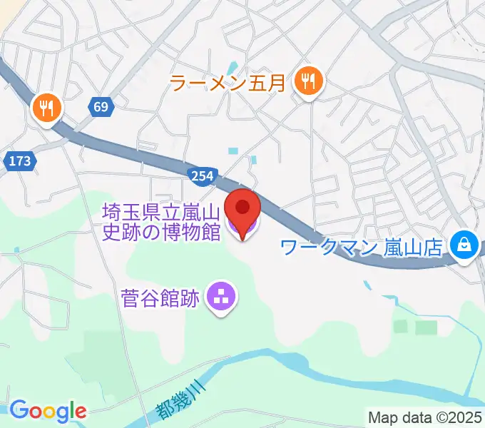 埼玉県立嵐山史跡の博物館の地図