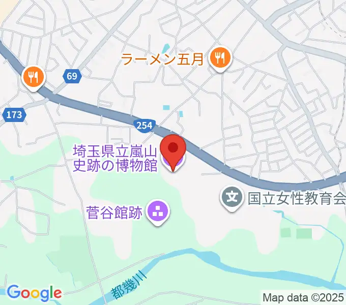埼玉県立嵐山史跡の博物館の地図
