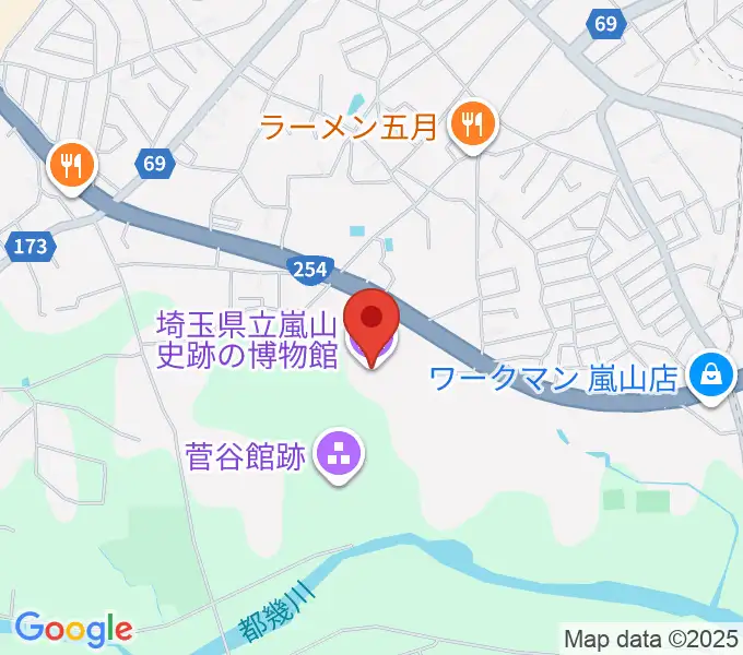 埼玉県立嵐山史跡の博物館の地図
