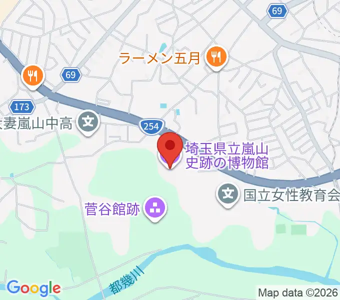 埼玉県立嵐山史跡の博物館の地図