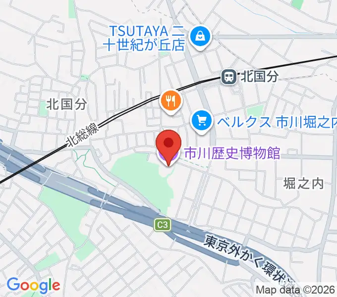 市立市川歴史博物館の地図