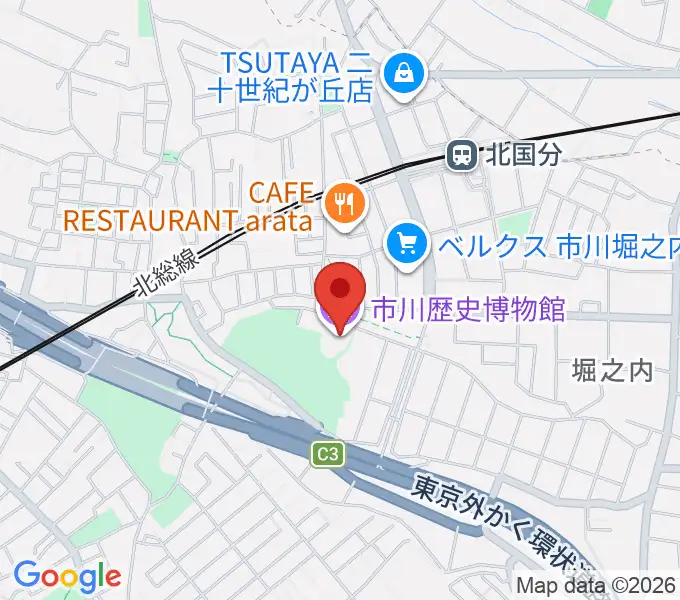 市立市川歴史博物館の地図