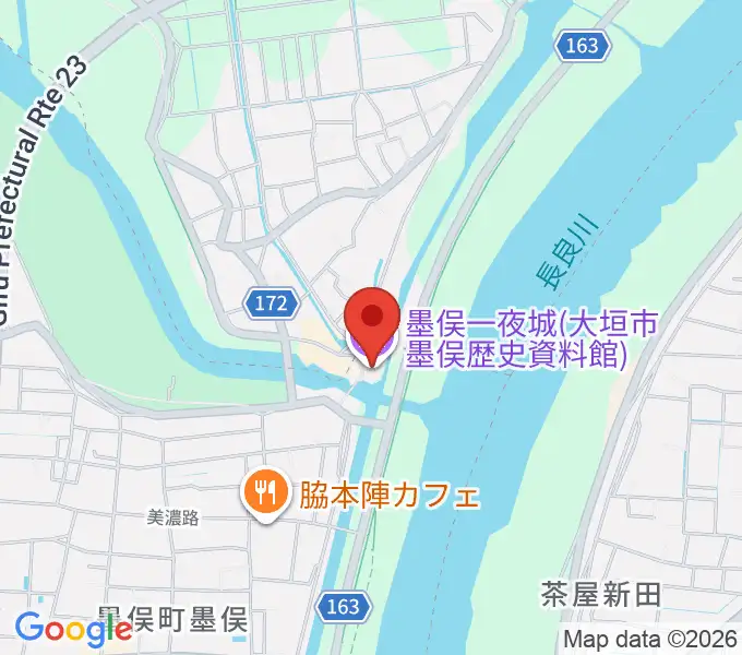 墨俣一夜城（大垣市墨俣歴史資料館）の地図