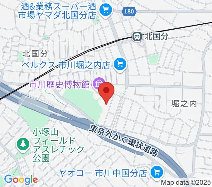 市立市川考古博物館の地図