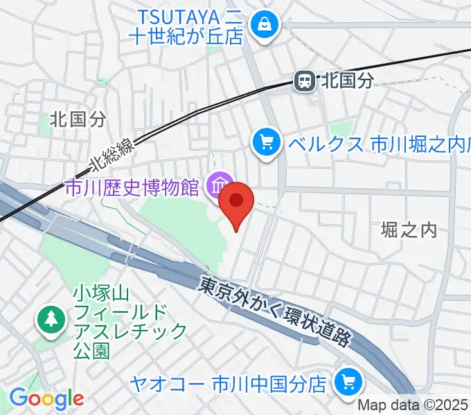 市立市川考古博物館の地図