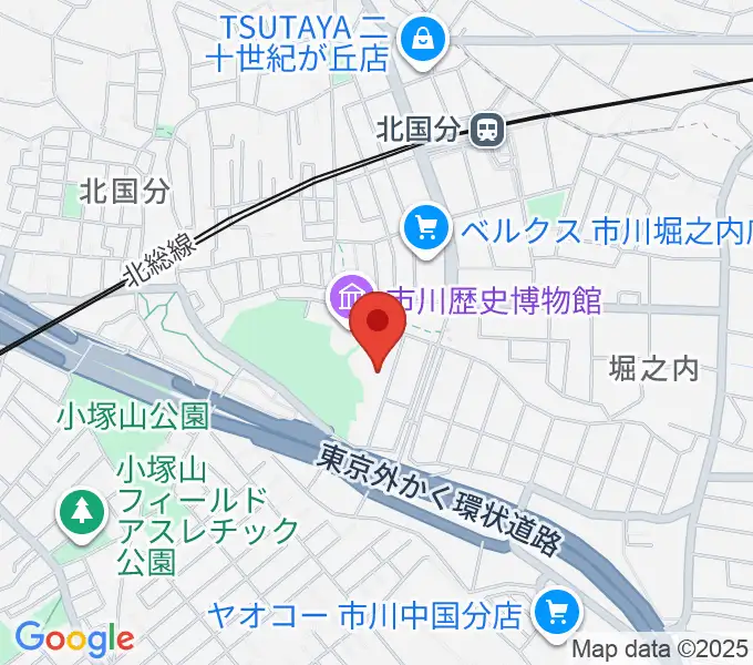 市立市川考古博物館の地図