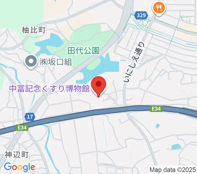 中冨記念くすり博物館の地図