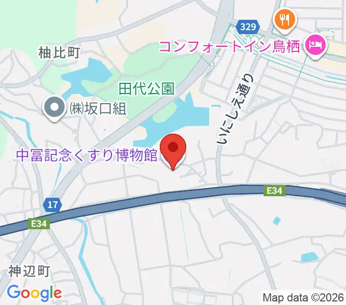 中冨記念くすり博物館の地図