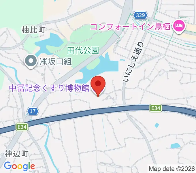 中冨記念くすり博物館の地図