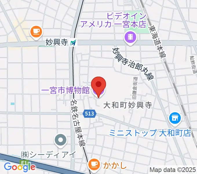 一宮市博物館の地図