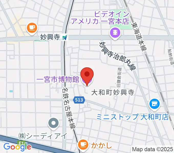 一宮市博物館の地図