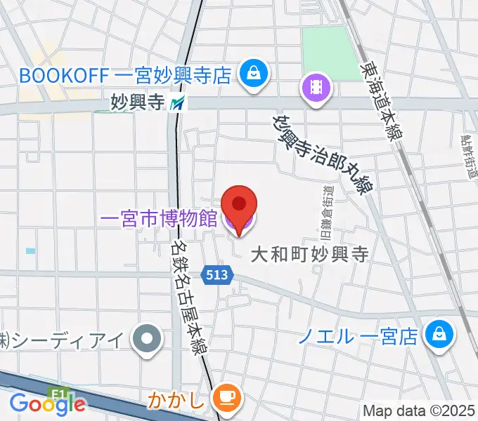 一宮市博物館の地図