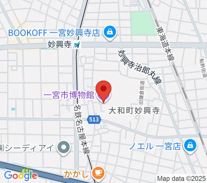 一宮市博物館の地図