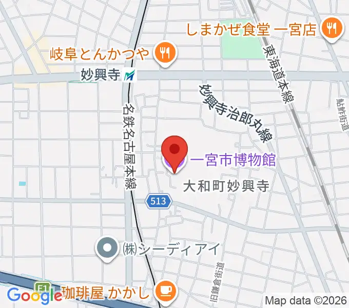 一宮市博物館の地図