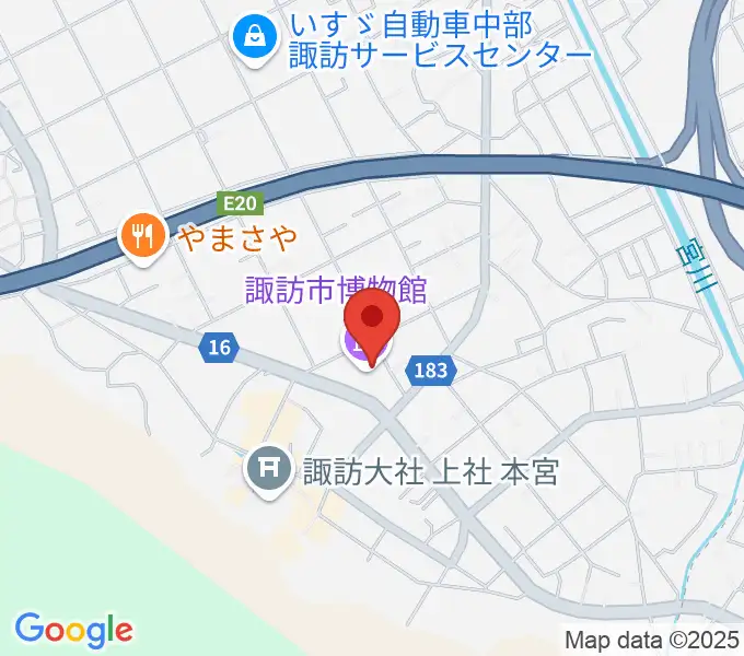 諏訪市博物館の地図