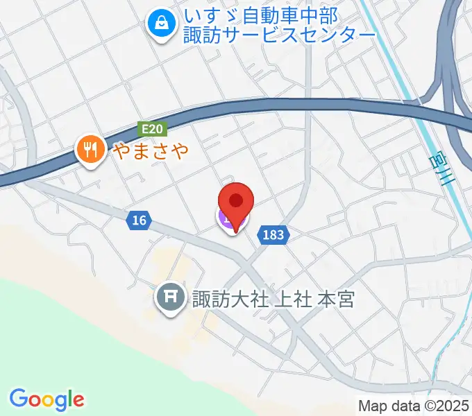 諏訪市博物館の地図