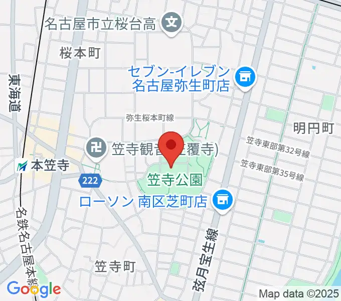 名古屋市見晴台考古資料館の地図