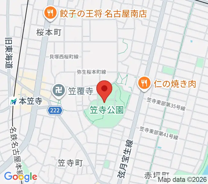 名古屋市見晴台考古資料館の地図