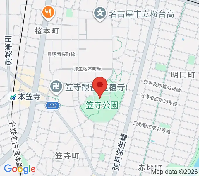 名古屋市見晴台考古資料館の地図