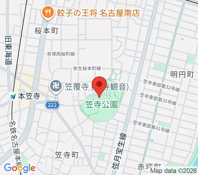 名古屋市見晴台考古資料館の地図
