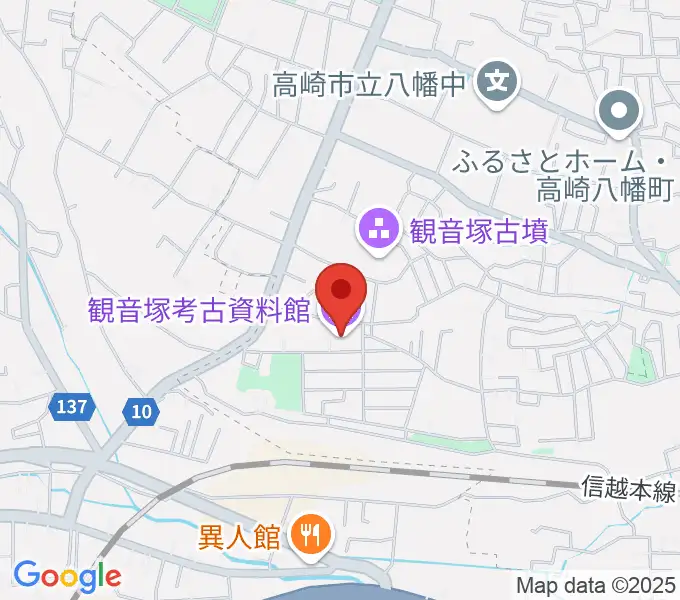 高崎市観音塚考古資料館の地図