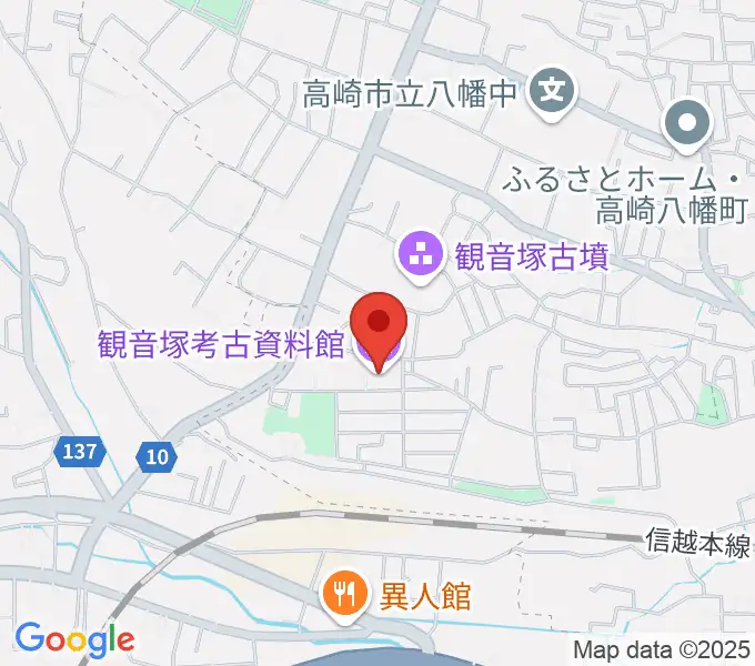 高崎市観音塚考古資料館の地図