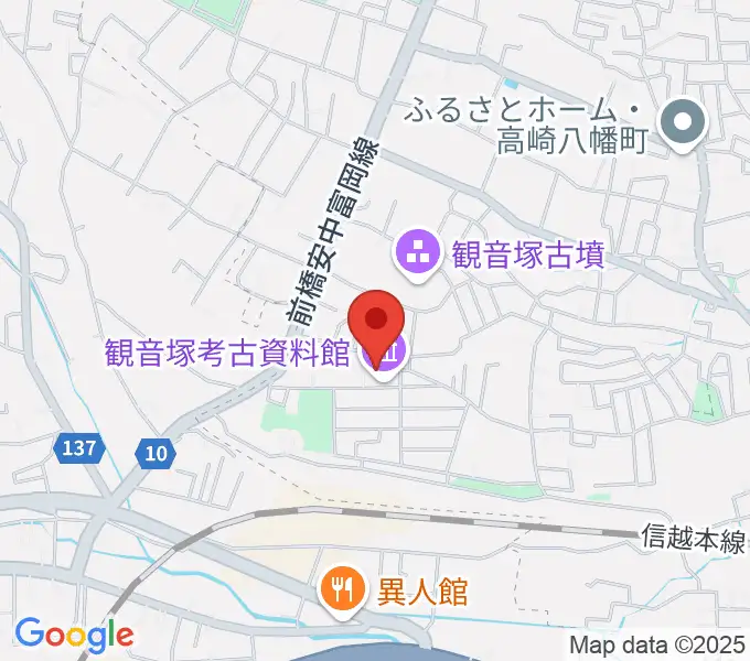 高崎市観音塚考古資料館の地図