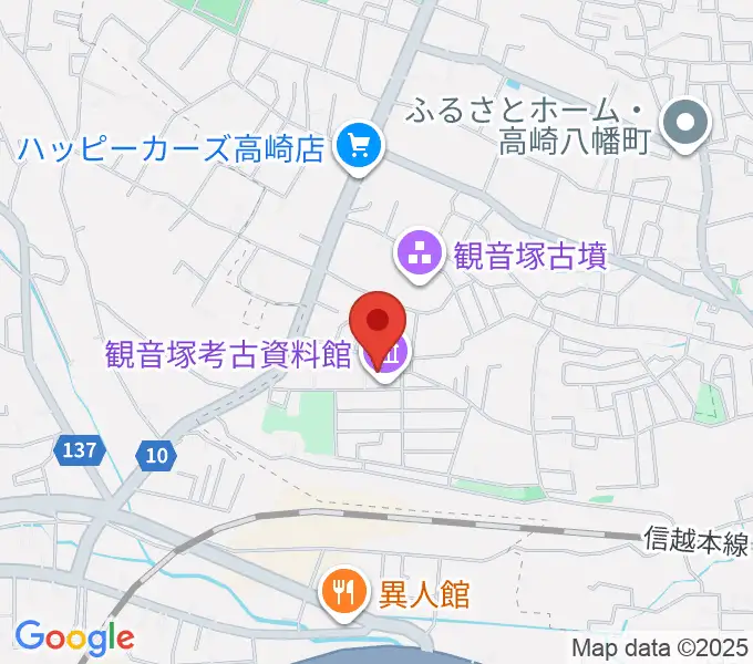 高崎市観音塚考古資料館の地図