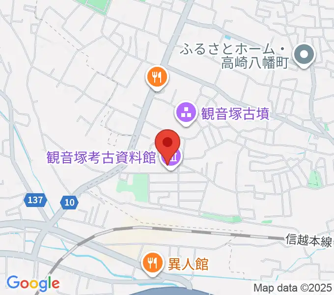 高崎市観音塚考古資料館の地図