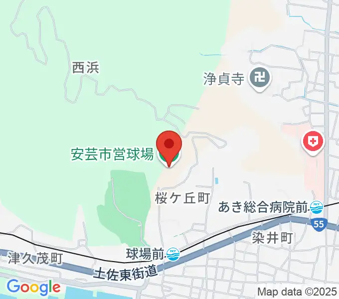 安芸市営球場（安芸タイガース球場）の地図
