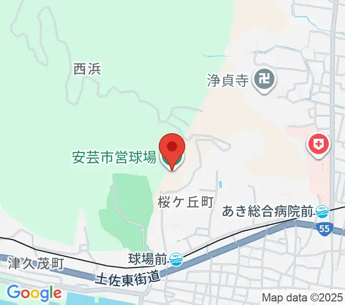 安芸市営球場（安芸タイガース球場）の地図