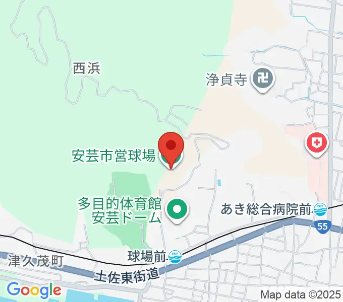 安芸市営球場（安芸タイガース球場）の地図