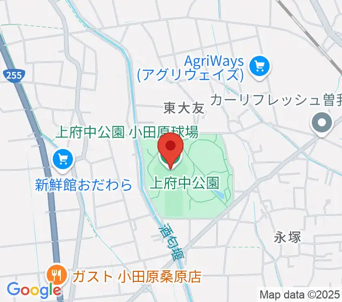 小田原球場の地図