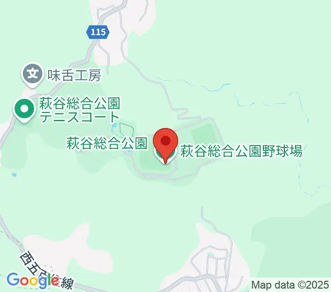 萩谷総合公園野球場の地図