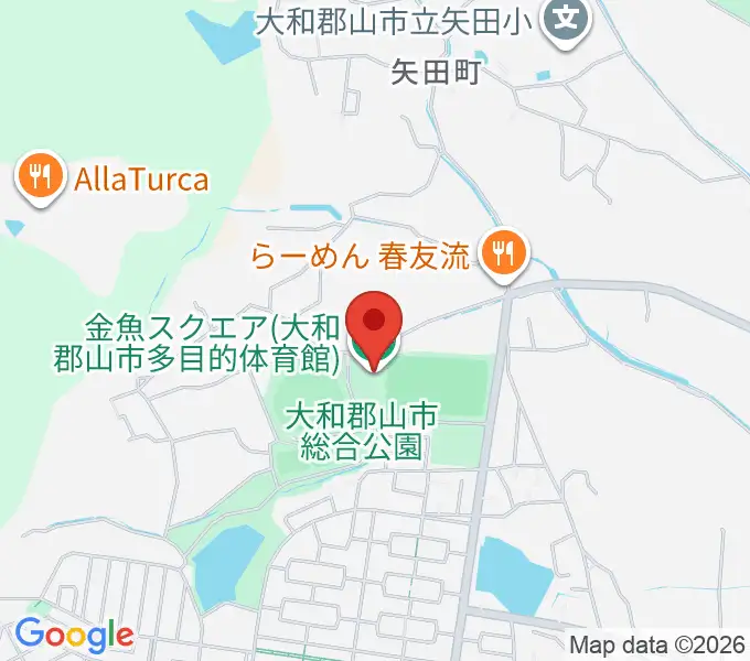 大和郡山市多目的体育館 金魚スクエアの地図