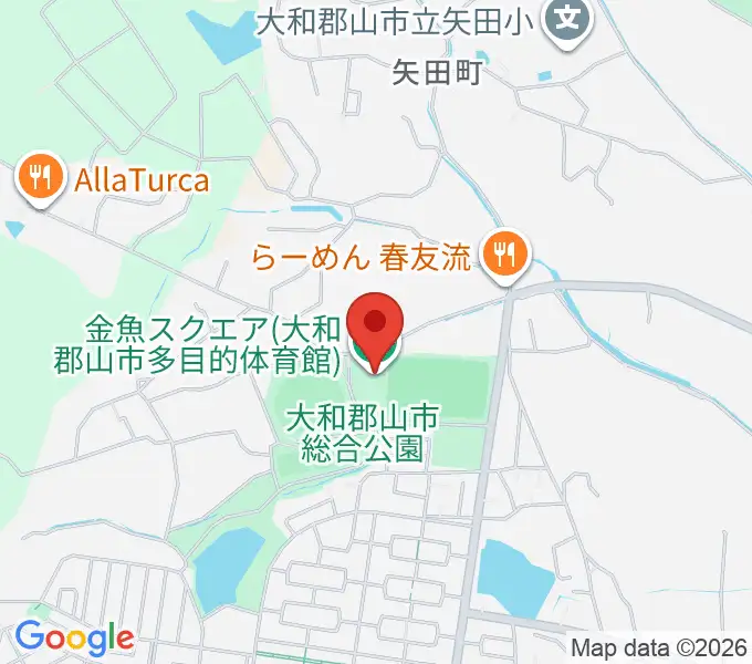 大和郡山市多目的体育館 金魚スクエアの地図
