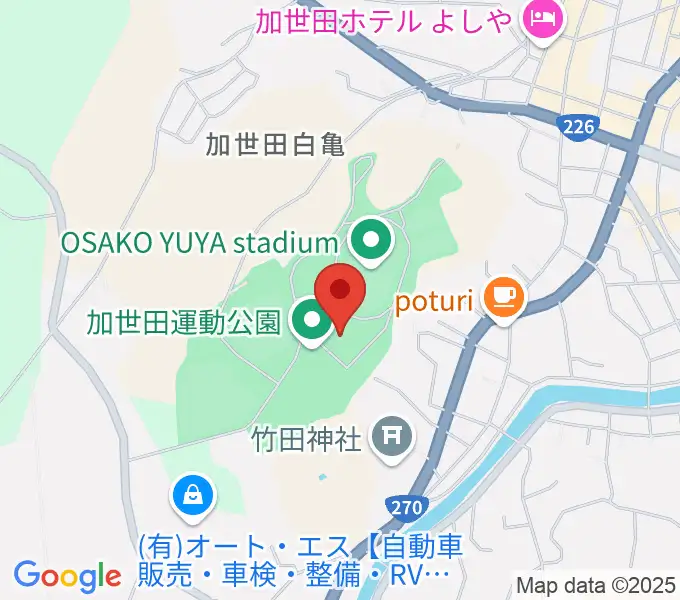 南さつま市加世田運動公園体育館の地図
