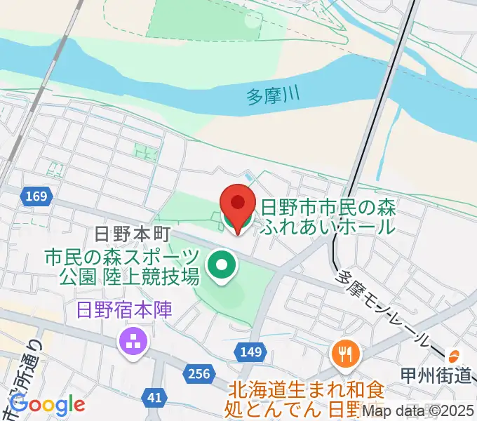 日野市市民の森ふれあいホールの地図