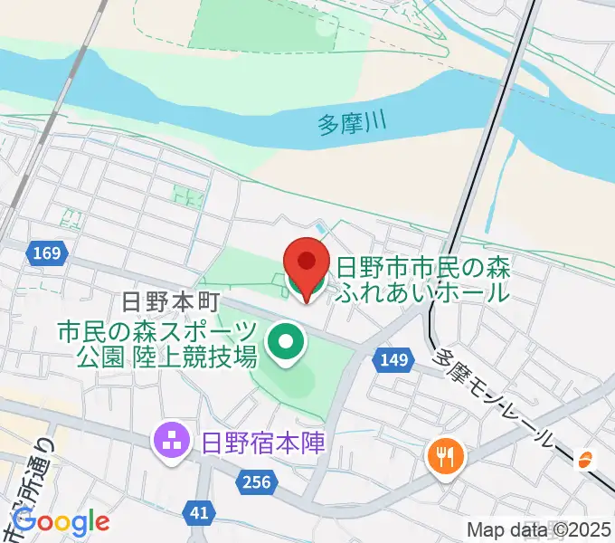 日野市市民の森ふれあいホールの地図