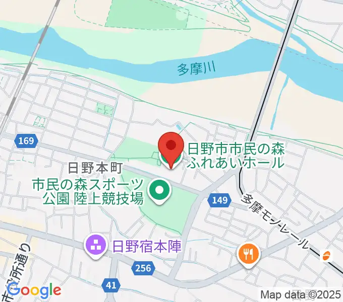 日野市市民の森ふれあいホールの地図