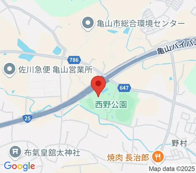 亀山市西野公園体育館の地図