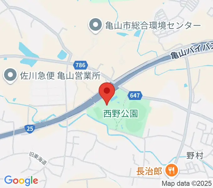 亀山市西野公園体育館の地図