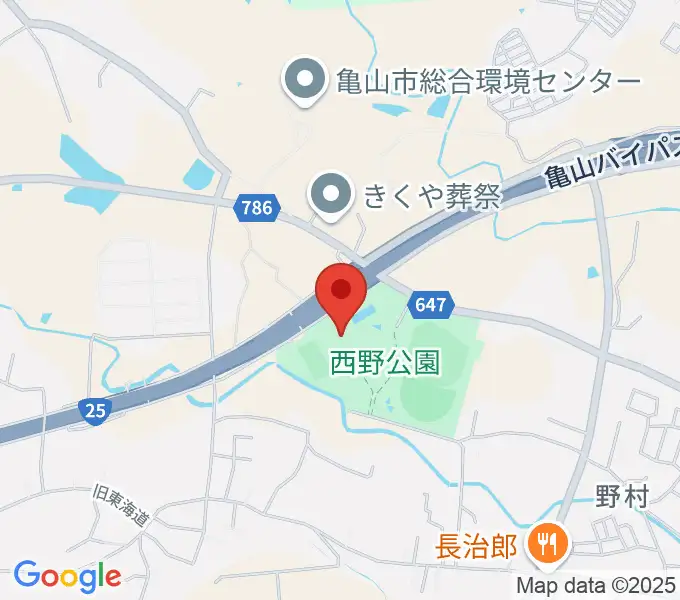 亀山市西野公園体育館の地図