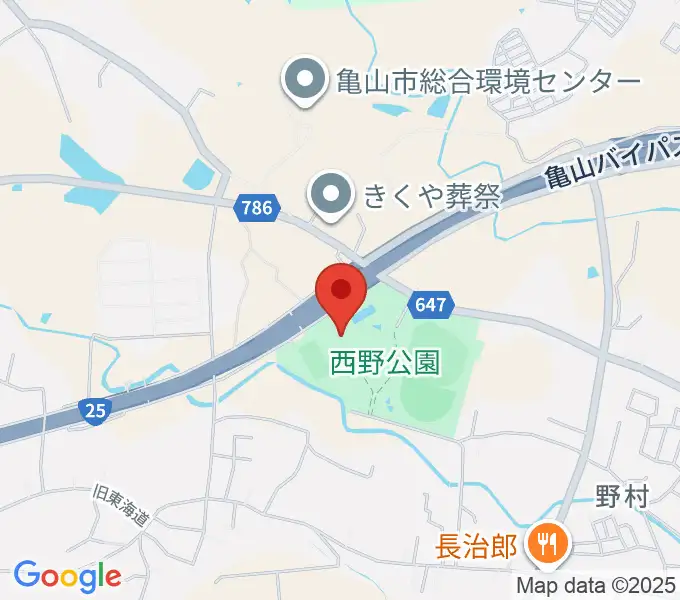 亀山市西野公園体育館の地図