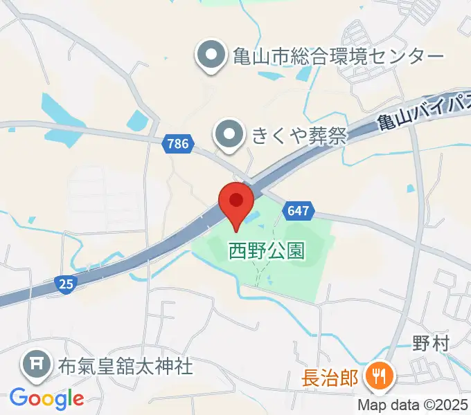 亀山市西野公園体育館の地図