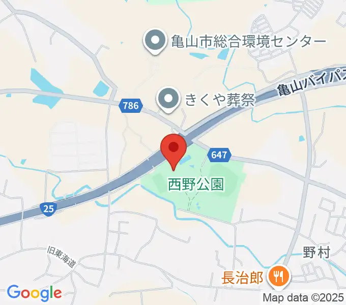 亀山市西野公園体育館の地図