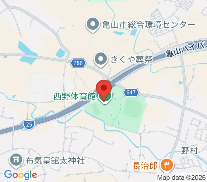 亀山市西野公園体育館の地図