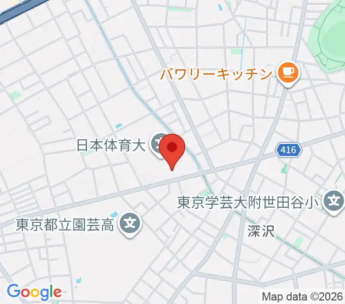 日本体育大学世田谷キャンパス メインアリーナの地図